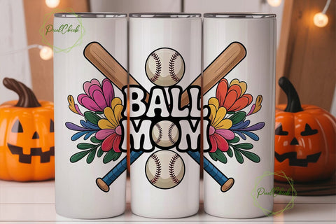 Baseball Mom 20oz Tumbler Wrap Sublimation PixelChick 