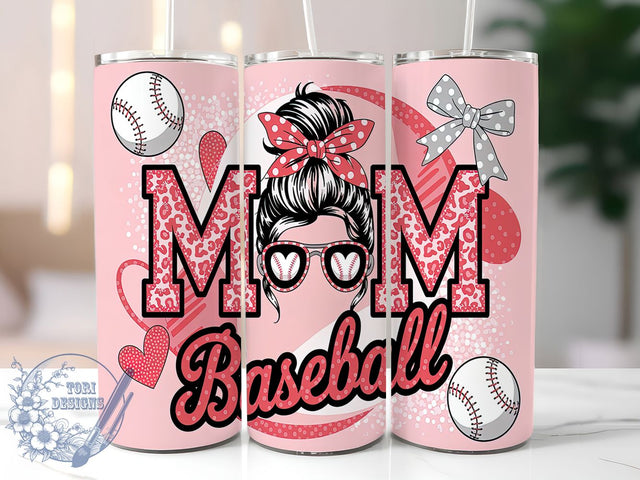 Baseball Mom Coquette Bun Tumbler, Coquette Bun Wrap, 20oz Sublimation Wrap, Leopard Print Cup, Softball Mom Gift, Trendy Sports Design, Game Day Aesthetic Sublimation ToriDesigns 