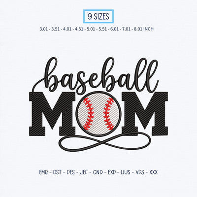 Baseball Mom Embroidery Design – Baseball Mama Sports Mom Machine Embroidery File Embroidery/Applique DESIGNS PatternFeed8 