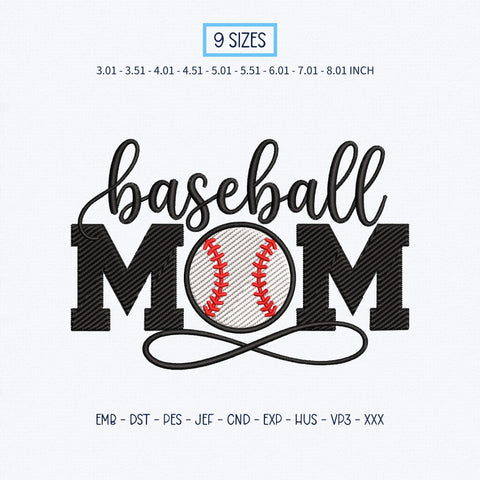 Baseball Mom Embroidery Design – Baseball Mama Sports Mom Machine Embroidery File Embroidery/Applique DESIGNS PatternFeed8 