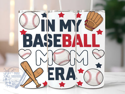 Baseball Mom Era 20oz Skinny Tumbler, Baseball Tumbler Png, Straight & Tapered Tumbler Wrap, Instant Digital Download Sublimation ToriDesigns 
