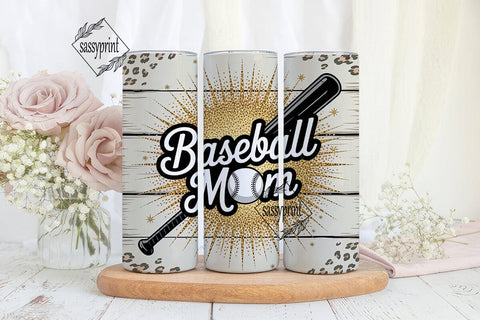 Baseball Mom Glitter Leopard Tumbler Sublimation sassyprint 