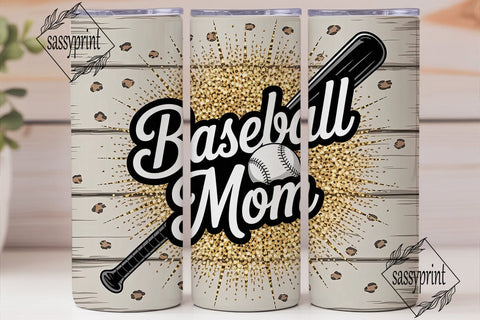 Baseball Mom Glitter Leopard Tumbler Sublimation sassyprint 
