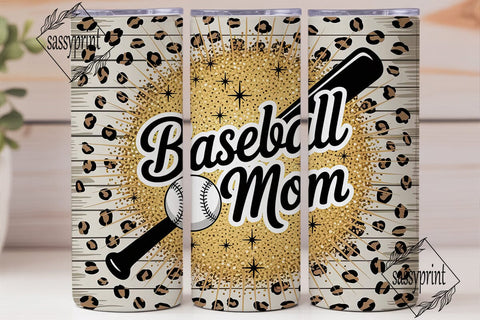 Baseball Mom Glitter Leopard Tumbler Sublimation sassyprint 
