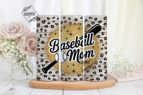 Baseball Mom Glitter Leopard Tumbler Sublimation sassyprint 
