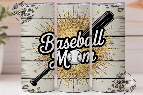 Baseball Mom Glitter Leopard Tumbler Sublimation sassyprint 