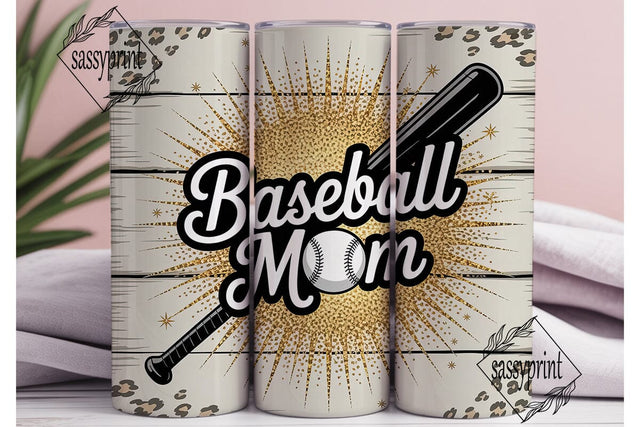 Baseball Mom Glitter Leopard Tumbler Sublimation sassyprint 