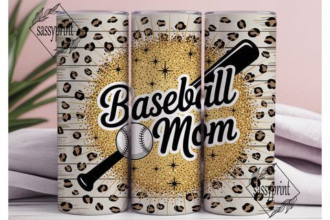Baseball Mom Glitter Leopard Tumbler Sublimation sassyprint 