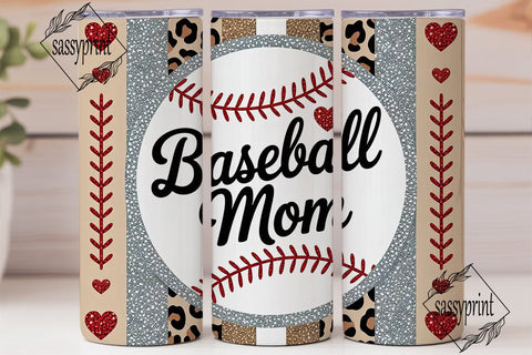 Baseball Mom Leopard Glitter Tumbler Sublimation sassyprint 