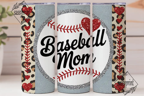 Baseball Mom Leopard Glitter Tumbler Sublimation sassyprint 