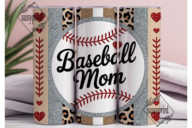 Baseball Mom Leopard Glitter Tumbler Sublimation sassyprint 