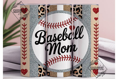 Baseball Mom Leopard Glitter Tumbler Sublimation sassyprint 