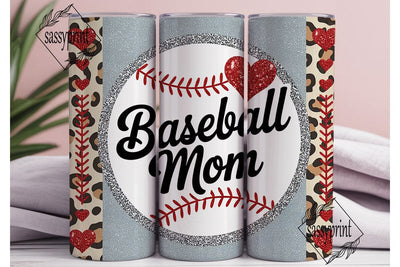 Baseball Mom Leopard Glitter Tumbler Sublimation sassyprint 
