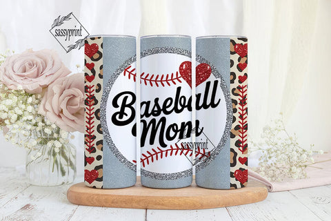 Baseball Mom Leopard Glitter Tumbler Sublimation sassyprint 