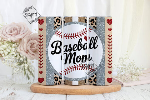 Baseball Mom Leopard Glitter Tumbler Sublimation sassyprint 