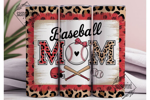 Baseball MOM Leopard Print Tumbler Wrap Sublimation sassyprint 