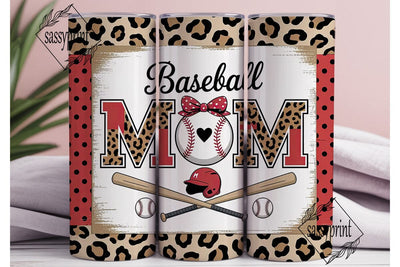 Baseball MOM Leopard Print Tumbler Wrap Sublimation sassyprint 
