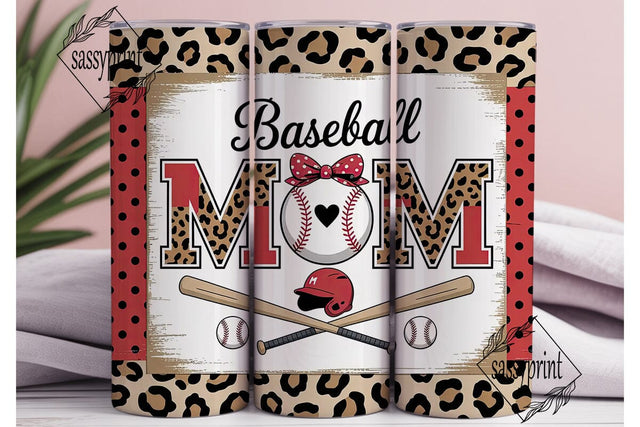 Baseball MOM Leopard Print Tumbler Wrap Sublimation sassyprint 
