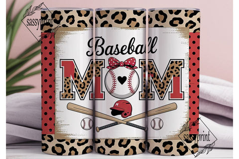 Baseball MOM Leopard Print Tumbler Wrap Sublimation sassyprint 