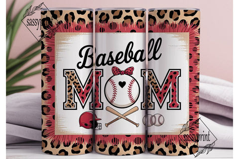 Baseball MOM Leopard Print Tumbler Wrap Sublimation sassyprint 