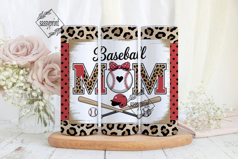 Baseball MOM Leopard Print Tumbler Wrap Sublimation sassyprint 
