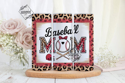 Baseball MOM Leopard Print Tumbler Wrap Sublimation sassyprint 