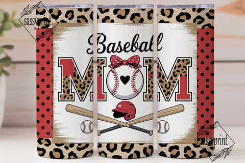 Baseball MOM Leopard Print Tumbler Wrap Sublimation sassyprint 