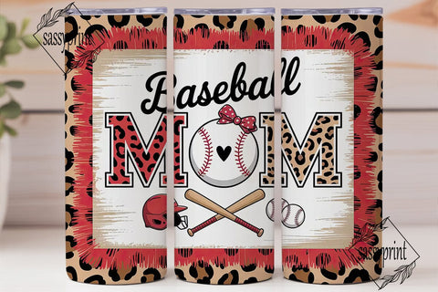 Baseball MOM Leopard Print Tumbler Wrap Sublimation sassyprint 