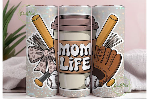 Baseball Mom Life 20oz Tumbler Wrap Sublimation PixelChick 