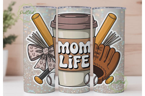 Baseball Mom Life 20oz Tumbler Wrap Sublimation PixelChick 