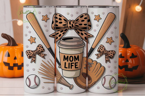 Baseball Mom Life 20oz Tumbler Wrap Sublimation PixelChick 
