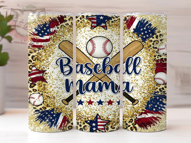 Baseball Mom Patriotic Tumbler Wrap, American Flag Baseball Design, 20oz Skinny Tumbler Wrap, Sports Mom Sublimation Art, Independence Day Baseball Gift, USA Baseball Mom Wrap Sublimation Lara' s Designs 
