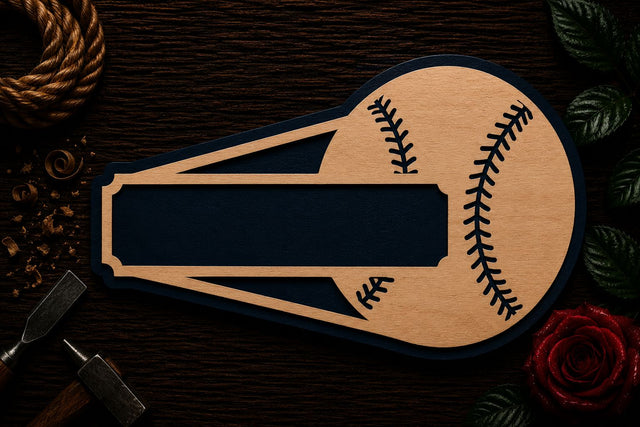 Baseball Name Sign Frame Laser Cut SVG File SVG Regulrcrative 