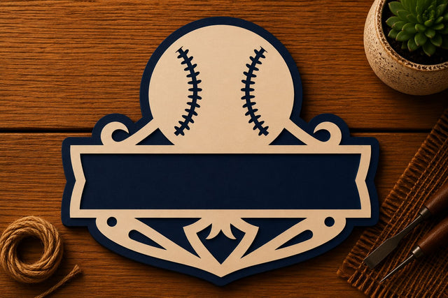 Baseball Name Sign Frame Laser Cut SVG File SVG Regulrcrative 