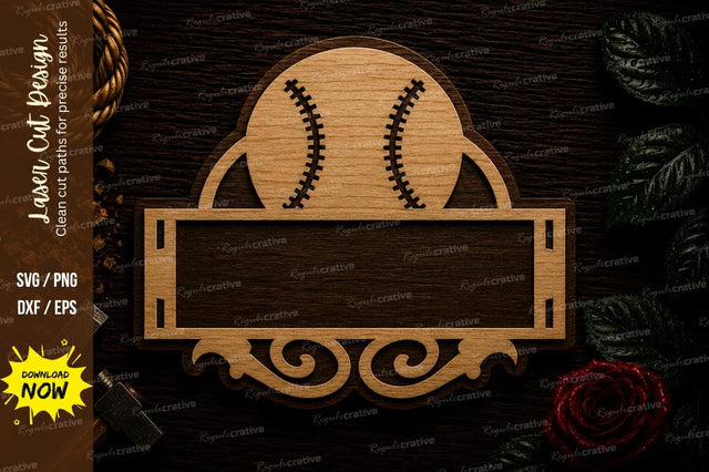 Baseball Name Sign Frame Laser Cut SVG File SVG Regulrcrative 