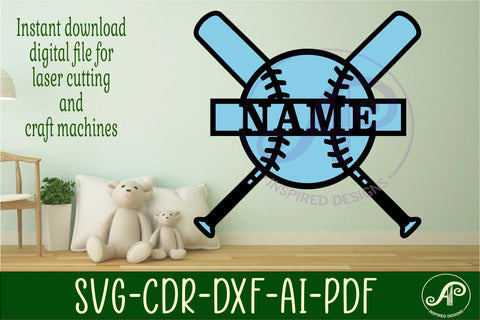 Baseball name sign svg laser cut template SVG APInspireddesigns 