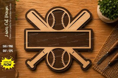 Baseball Name Sign SVG | Sports Laser Cut File | Glowforge CNC DXF PNG EPS SVG Regulrcrative 