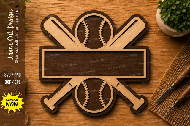 Baseball Name Sign SVG | Sports Laser Cut File | Glowforge CNC DXF PNG EPS SVG Regulrcrative 