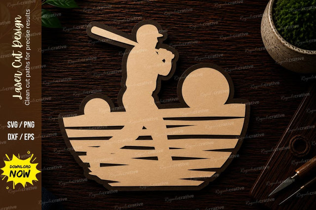 Baseball Player Silhouette Laser Cut SVG File SVG Regulrcrative 