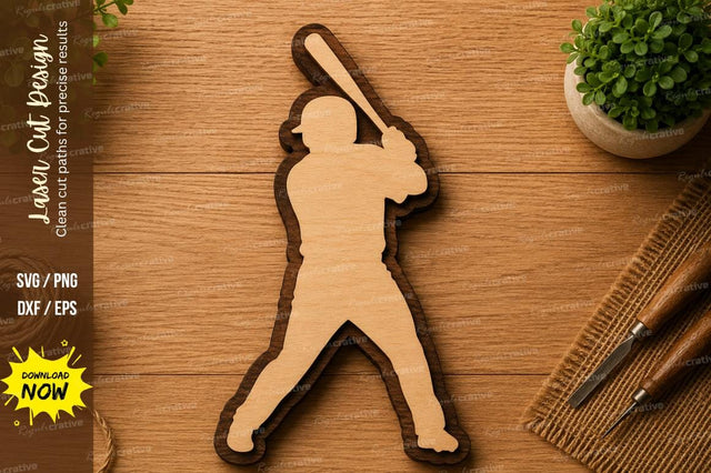 Baseball Player SVG | Sports Laser Cut File | Glowforge CNC DXF PNG EPS SVG Regulrcrative 