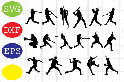 Baseball Players Svg, Softball Silhouette, Softball File, Baseball Cut File, Sport Svg, Jpg, Eps, Dxf Files SVG DigitalSvgFiles 