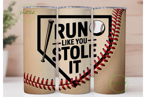 Baseball Run Like Stole It Tumbler Wrap Sublimation PixelChick 