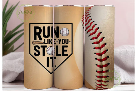 Baseball Run Like Stole It Tumbler Wrap Sublimation PixelChick 