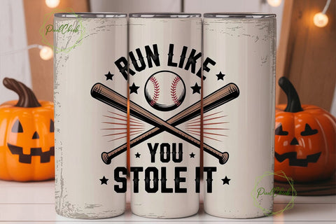Baseball Run Like Tumbler Wrap Sublimation PixelChick 