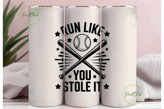 Baseball Run Like Tumbler Wrap Sublimation PixelChick 