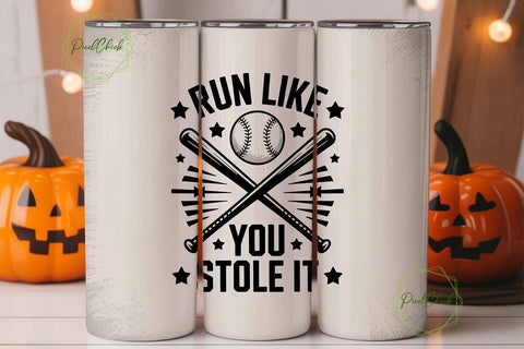 Baseball Run Like Tumbler Wrap Sublimation PixelChick 