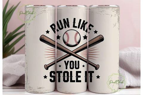Baseball Run Like Tumbler Wrap Sublimation PixelChick 