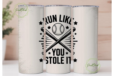 Baseball Run Like Tumbler Wrap Sublimation PixelChick 