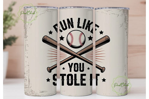 Baseball Run Like Tumbler Wrap Sublimation PixelChick 