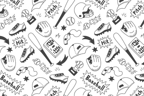 Baseball Seamless Pattern Paper Background Digital Pattern Rin Green 